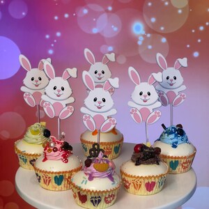 Easter Cupcake Toppers, Easter Party, Easter decor, Rabbit cake topper, Easter cupcake, Cute Easter, Happy Easter, Rabbit Easter, Easter