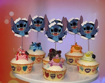 Lilo and Stitch Birthday Cake Topper, Party Cupcake Decoration
