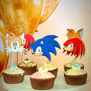 Sonic Cupcake Toppers , Knuckles Cupcake Toppers, Tails Cupcake Toppers, Sonic Party, Sonic Birthday Party, Sonic decor, Birthday party