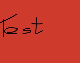 Può includere: La parola "Test" scritta in inchiostro nero su uno sfondo rosso.