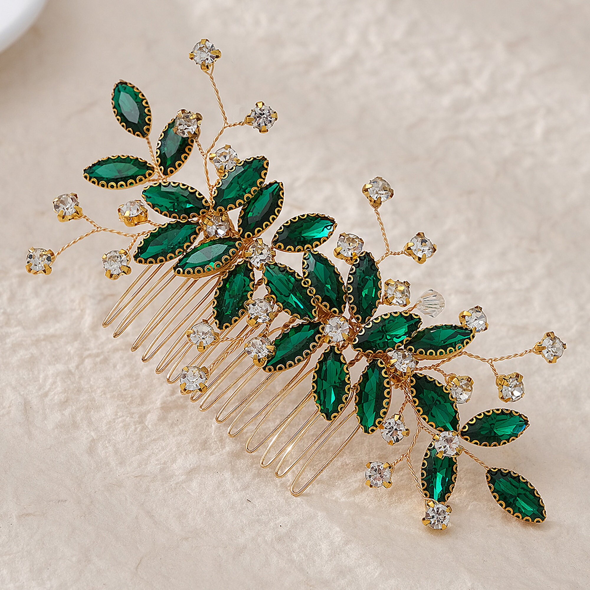 Emerald Green Crystal Hair Comb Rhinestone Wedding Hair Pins Etsy