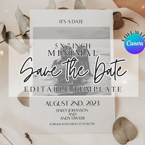 Printable Save the Date - Editable Wedding Card - Save the Date Template - Minimal Wedding Printables - Customizable Save the Date - DIGITAL