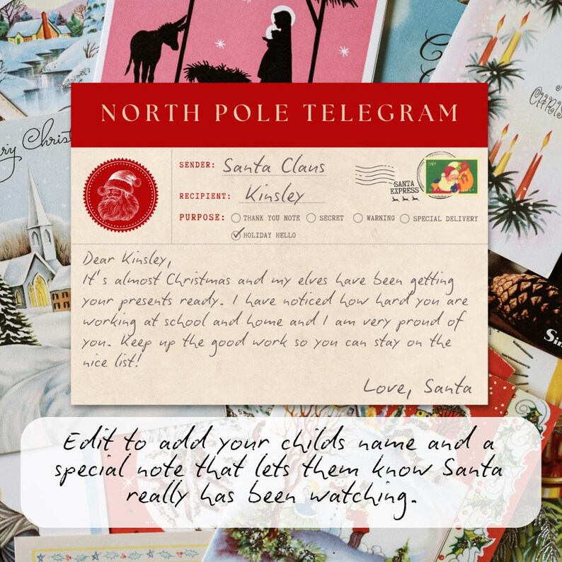 Printable Santa Note Template | Canva Santa Letter | Canva Santa ...