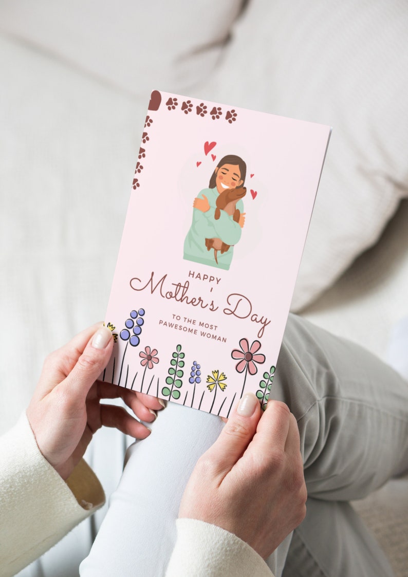 Instant DOWNLOAD, Printable Mothers Day Card, Mothers Day Card From Dog, Best Dog Mom Card ...