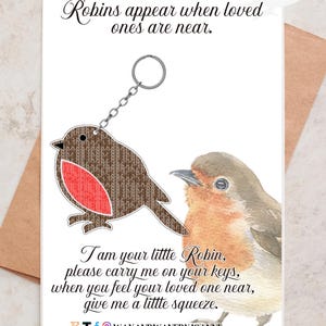 Porte-clés acrylique avec poche Robin, cadeau et carte du souvenir, souvenirs, cadeaux de deuil