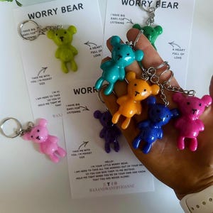 Osito de preocupación, regalo para aliviar la ansiedad, abrazo de bolsillo, regalo para aliviar el estrés, ansiedad escolar, regalo de salud mental, llavero para la vuelta al cole