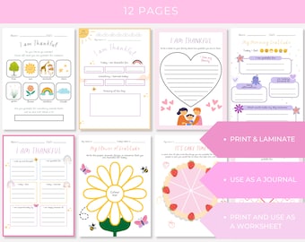 Printable Kids Gratitude Journal | Gratitude Worksheets for Children | Kids Mindfulness Journal | Mindfulness Workbook | Pink Unicorn UK US