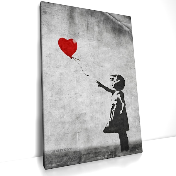 Banksy - Balloon Girl - Graffiti - Mädchen Luftballon Bild Wand Kunst Leinwand, Poster, Druck, Canvas Wall Art Print, Gerahmte Kunst 15.701