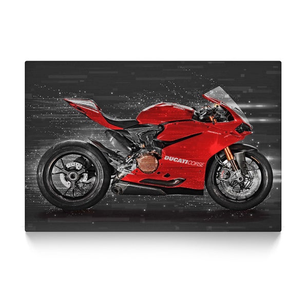 Ducati 1199 Panigale - Leinwand Bild, Poster, Motorrad, Modern Art, Motor Bike, Motor Cycle, Canvas Wall Art Print, Gerahmte Kunst 4.3201