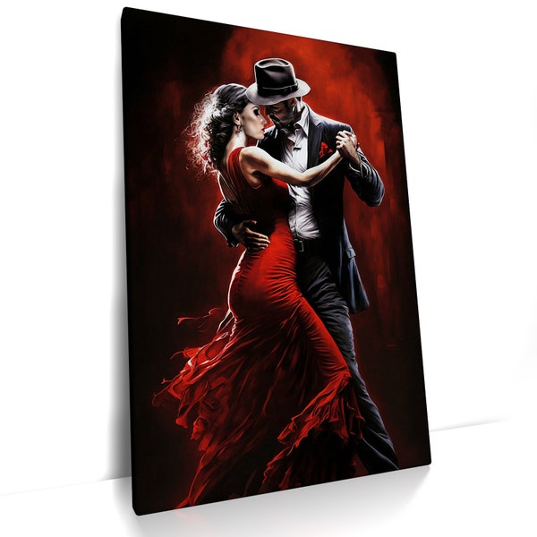 Tango - 16.4401 - Leinwand Bild, Poster, Paar, Tanzen, Modern Art, Rot, Rotes Kleid, Leidenschaft, Canvas Wall Art Print, Framed Art