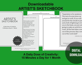 Liberte a criatividade, explore estilos e técnicas | Caderno de desenho diário de 15 minutos para artistas | Baixar PDF para impressão