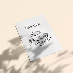 Krebs-Poster A5 – Druckbares Astrologie-Poster, Wanddekoration und ideal für Collagen in Notizbüchern