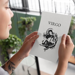 Pôster de Virgem A5 – Pôster de Astrologia A5 para Imprimir, Decoração de Parede e Uso em Decoração e Cadernos