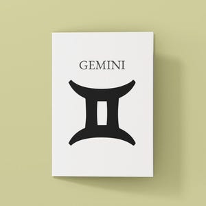 Zwillinge Poster A5 – Sternzeichen Poster zum Ausdrucken, als Wanddekoration und zur Verwendung für Notizbücher und Tagebücher
