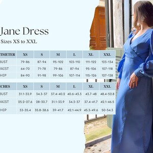 Size guide for 70s inspired wrap dress