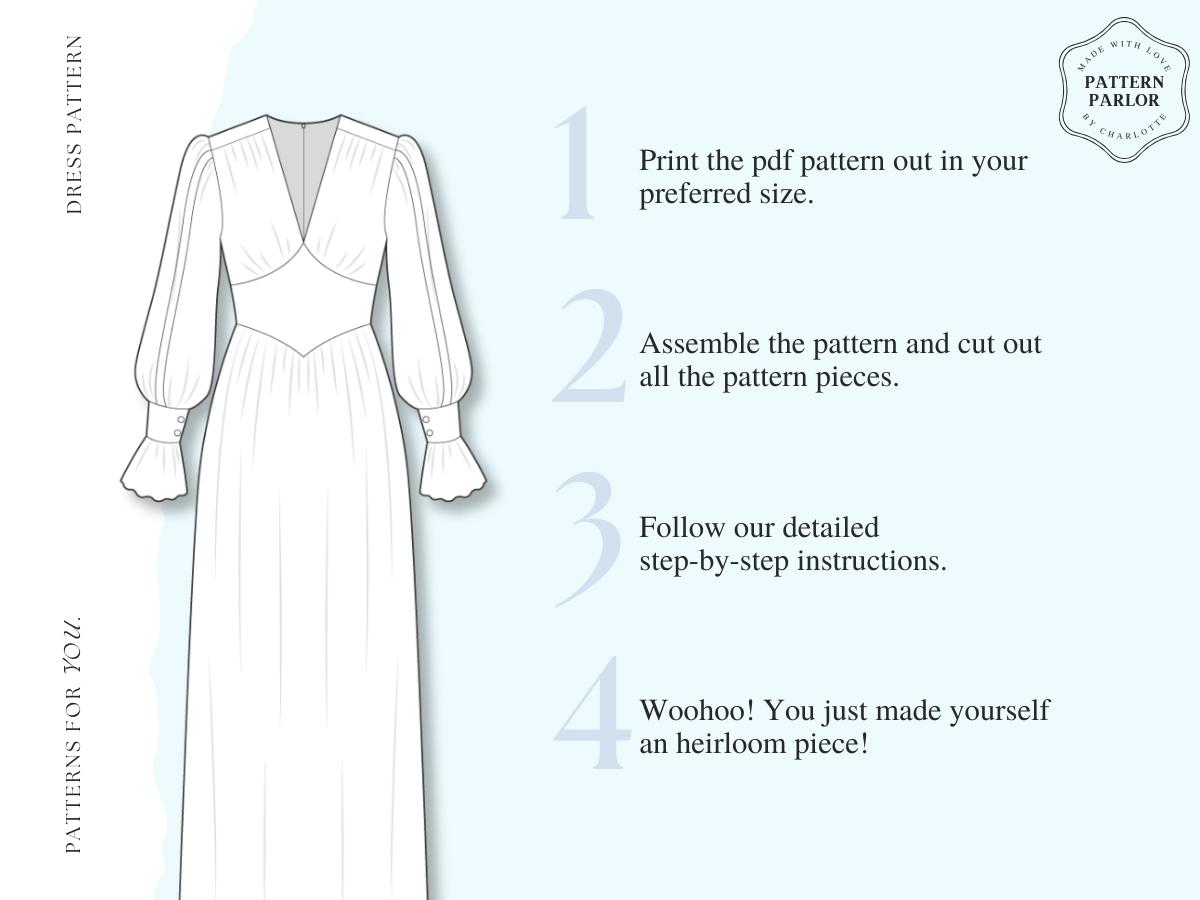 pattern for long sleeve maxi dress Long Sleeve Maxi Dress Sewing Pattern