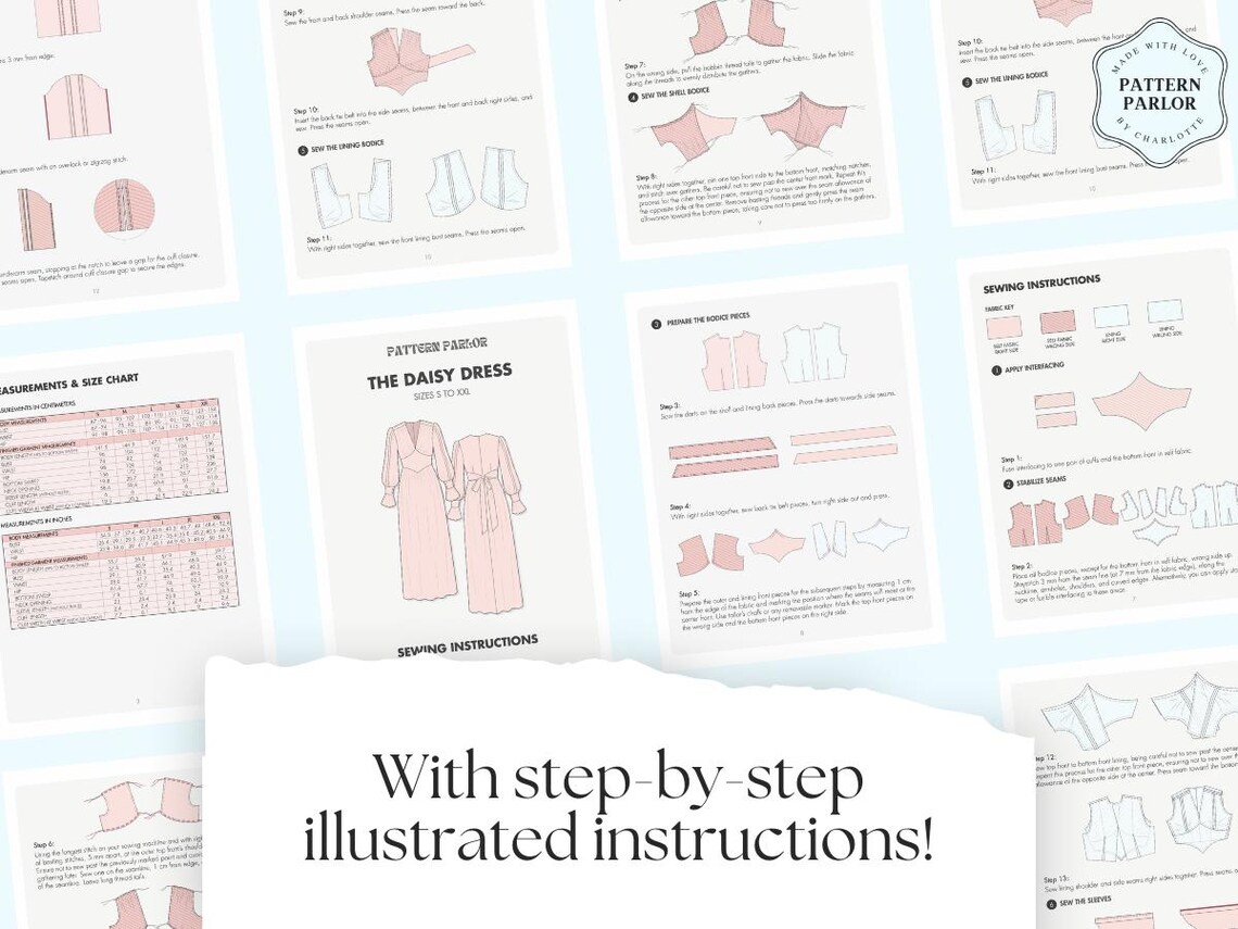 Intermediate Sewing Pattern Long-sleeve Maxi Dress Sewing Pattern, Intermediate Sewing Pdf, Empire ...
