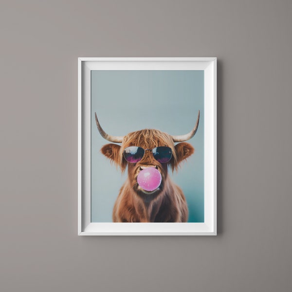 Highland Cow - Animal Poster Wall Art Print Home Decor Premium - Poster auf mattem Papier