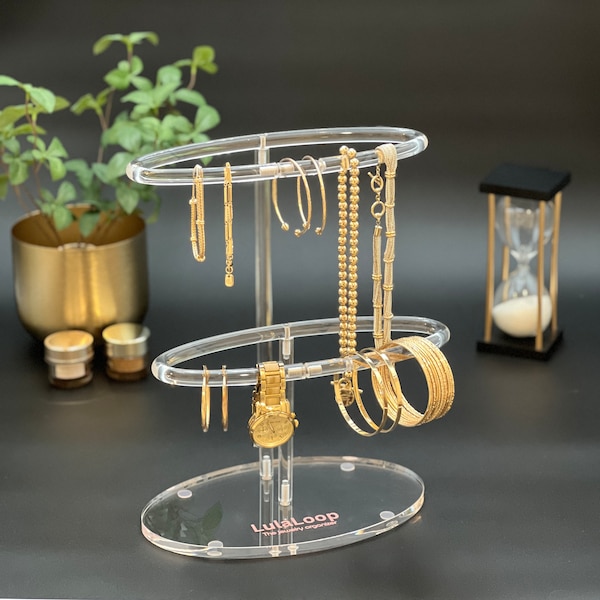 Premium Unique Jewelry Organizer, Stand, Tower for Bracelets, Bangles, Necklaces, Chains, Watches, Earrings, Schrunchies, Hair Ties, Gift