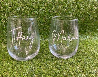 Personalised stemless wine Glass Groomsman Best Man   Bridesmaid baptism gorgeous luxury wholesale gifts rose gold wedding godmother