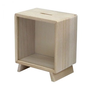 Wooden Square Money Box - Coin Savings Tin • Paint  Create Piggy Banks Blanks or Vinyl Crafters Choice of Blanks •