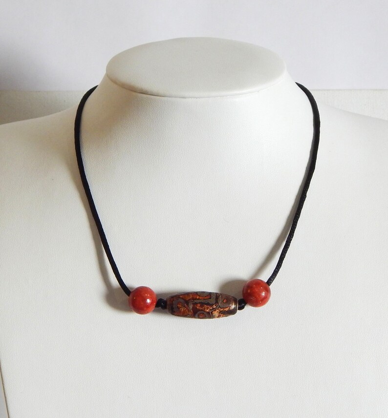 Dzi Stone Genuine Gemstone Agate Tibetan Lucky Charm Spiritual Jewelry image 2