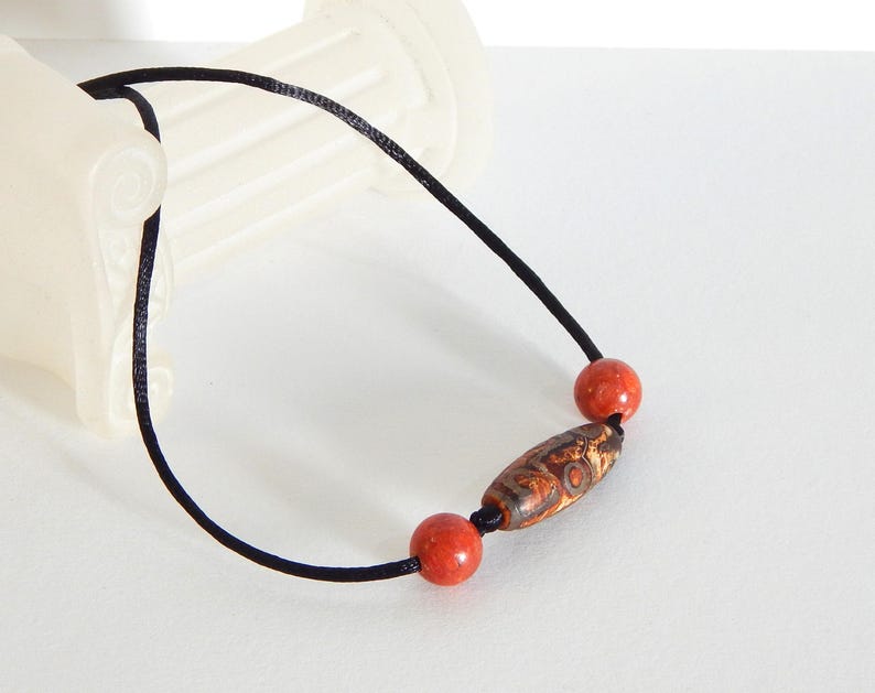 Dzi Stone Genuine Gemstone Agate Tibetan Lucky Charm Spiritual Jewelry image 3