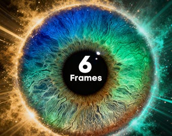 Neon Iris PNG Overlays: Space Theme Eye Photo Frames (Digital Download)