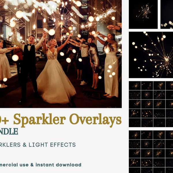 Sparkler Overlays for Photoshop, bokeh lights overlay, lightroom, graduation wedding exit sparkler overlay