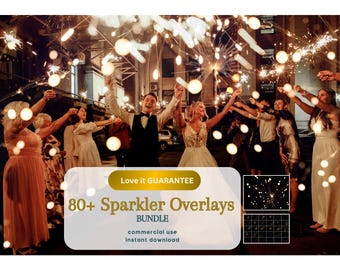 Sparkler Overlays for wedding exit, Light Overlay digital download