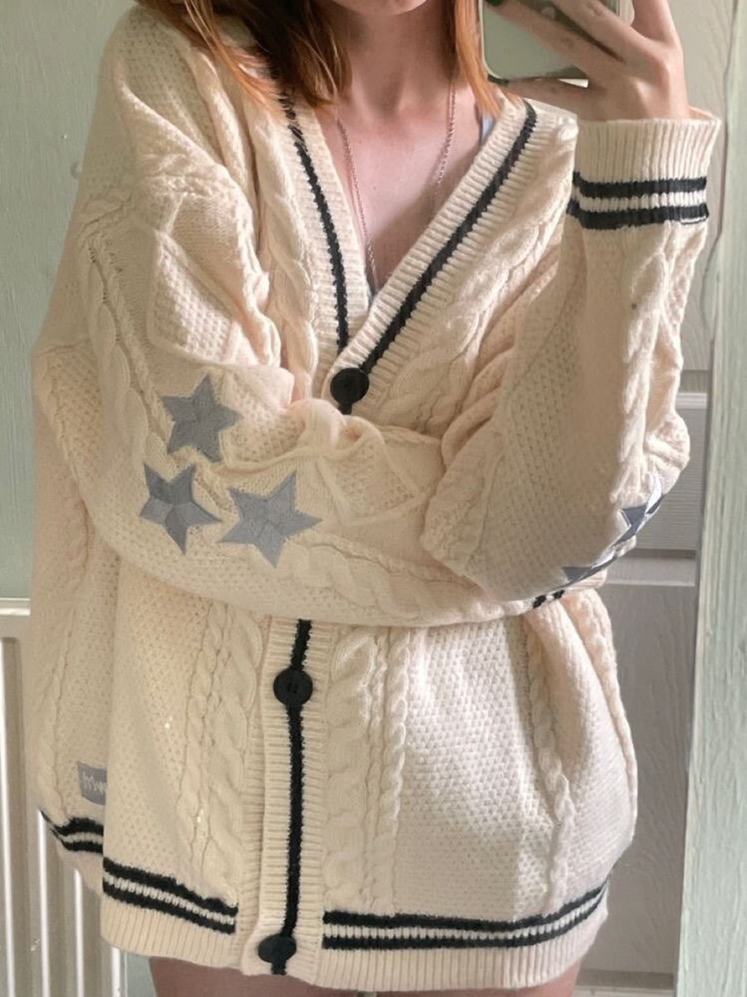 Folklore Cardigan Oversized Cute Hand Knitted Botton up - Etsy