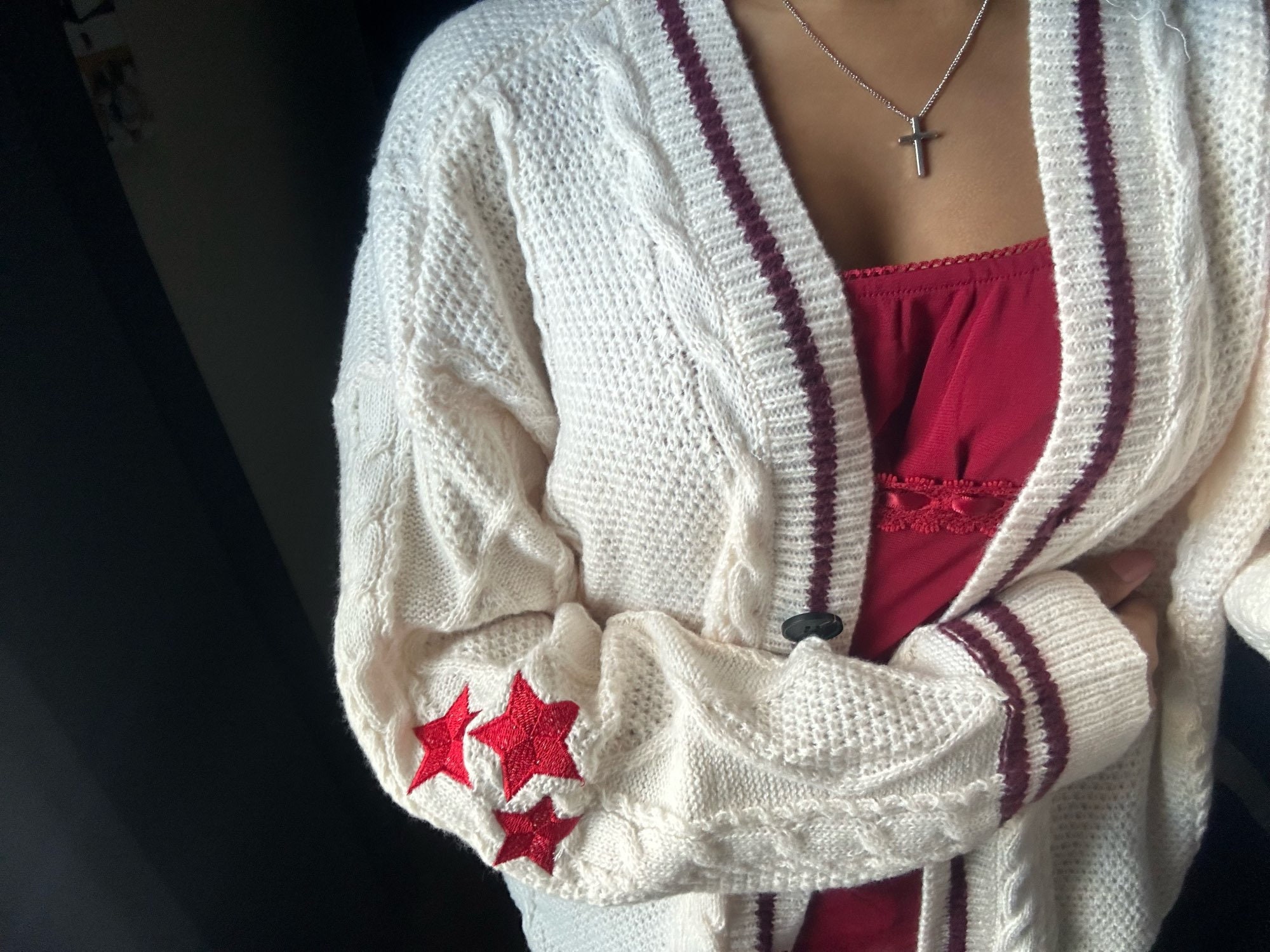 Folklore Cardigan Oversized Cute Hand Knitted Botton up - Etsy