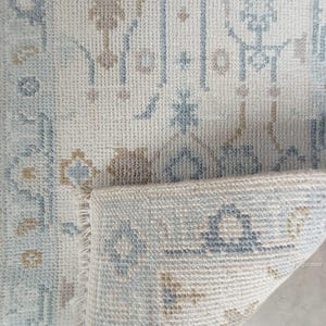 Blue Beige Oushak Rugs Made to Order (In Any Size!!!!!) Geometric Knotted Modern Oushak rug/ large area rug/pastel 8x10,9x12,10x14 Area Rugs