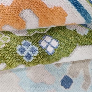 Beige Blue & Green Oushak rug Turkish knot rug Handknotted Vintage Antique Oushak Wool Area Rug for Living Room, Dining room 8x10,9X12,10x14