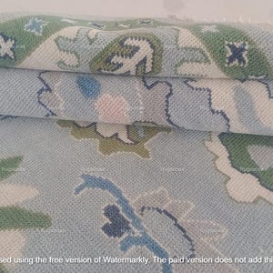 9x12 Blue White & Green Oushak Rug Made to Order (In Any Size!) Geometric Knotted Modern Oushak rug/pastel/sage/muted oushak Ready to ship