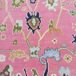 9X12 Pink Oushak rug Made to Order Geometric Knotted Modern Oushak rug/ large area rug/pastel/sage/muted 5X8, 8X10, 10X14 Area oushak rug
