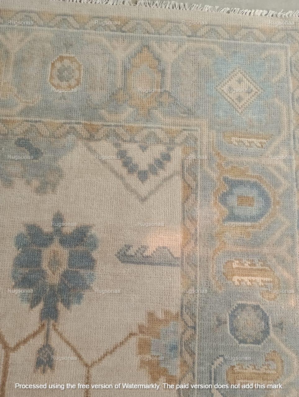 Hand-knotted Wool Oushak Rug, Geometric Design, Custom Size - Etsy