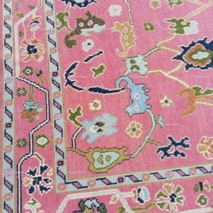 8x10 Pink Floral Oushak Rugs Made to Order (In Any Size) Geometric Knotted Modern Oushak rug/pastel/muted oushak rug 5X8,6X8,9X12 Area Rugs