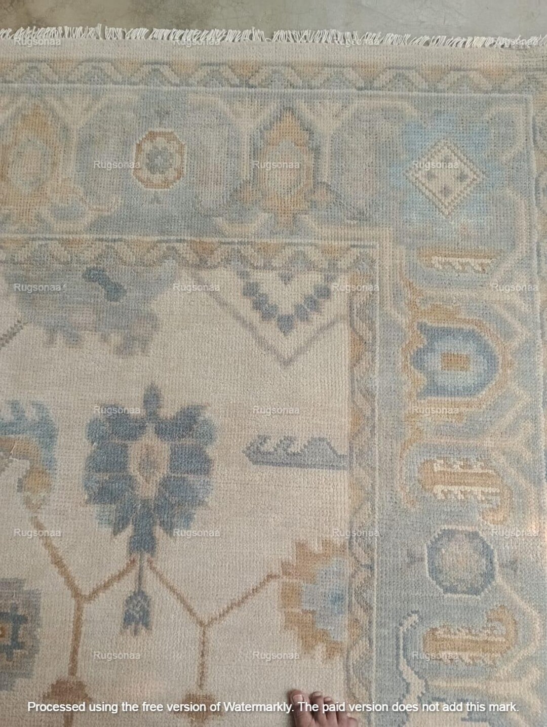 Hand-knotted Wool Oushak Rug, Geometric Design, Custom Size - Etsy