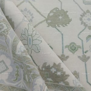 Blue beige with and green Oushak Rugs Made to Order (In Any Size!!!!!) Geometric Knotted Modern Oushak rug/ large area rug/pastel Area Rugs