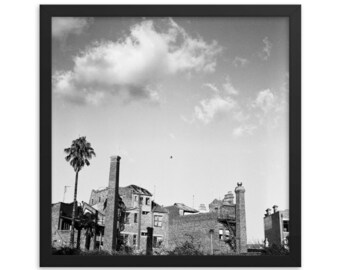 Bendigo Cityscape Print, historical gold rush era buildings in Bendigo, original film photography print, black and white fine art