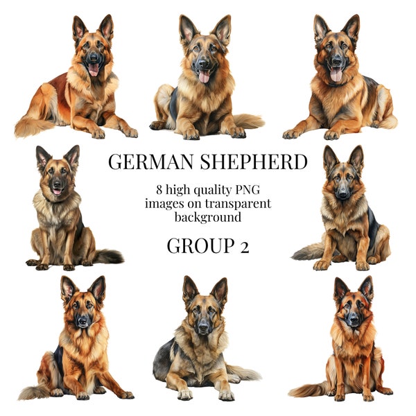 German Shepherd Clipart | High-Quality Transparent PNG | Watercolor Illustration | Pet Puppy Dog, Paper Crafting | Instant Digital Download