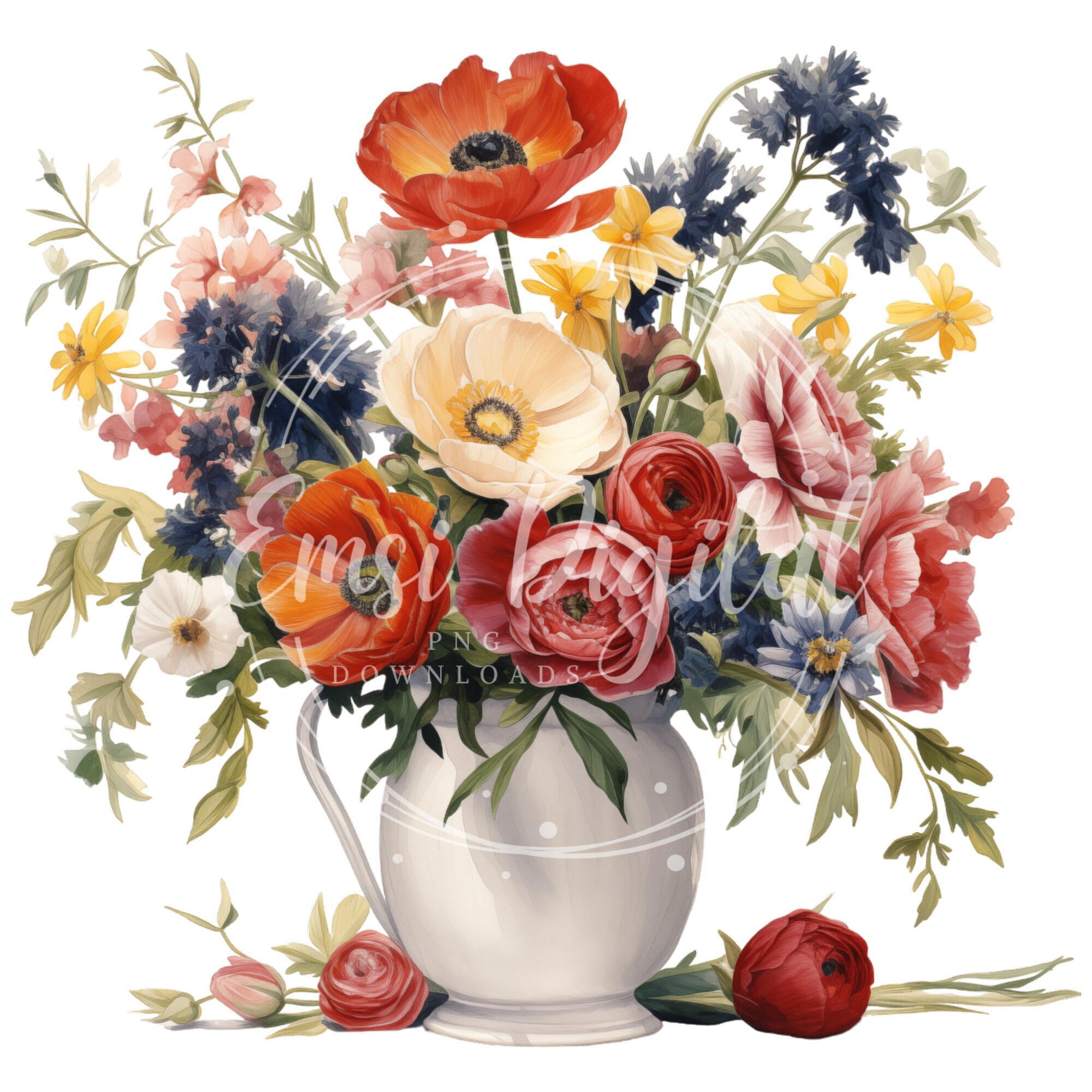 Flower Vase Clipart | Transparent PNG | High-quality Watercolor ...