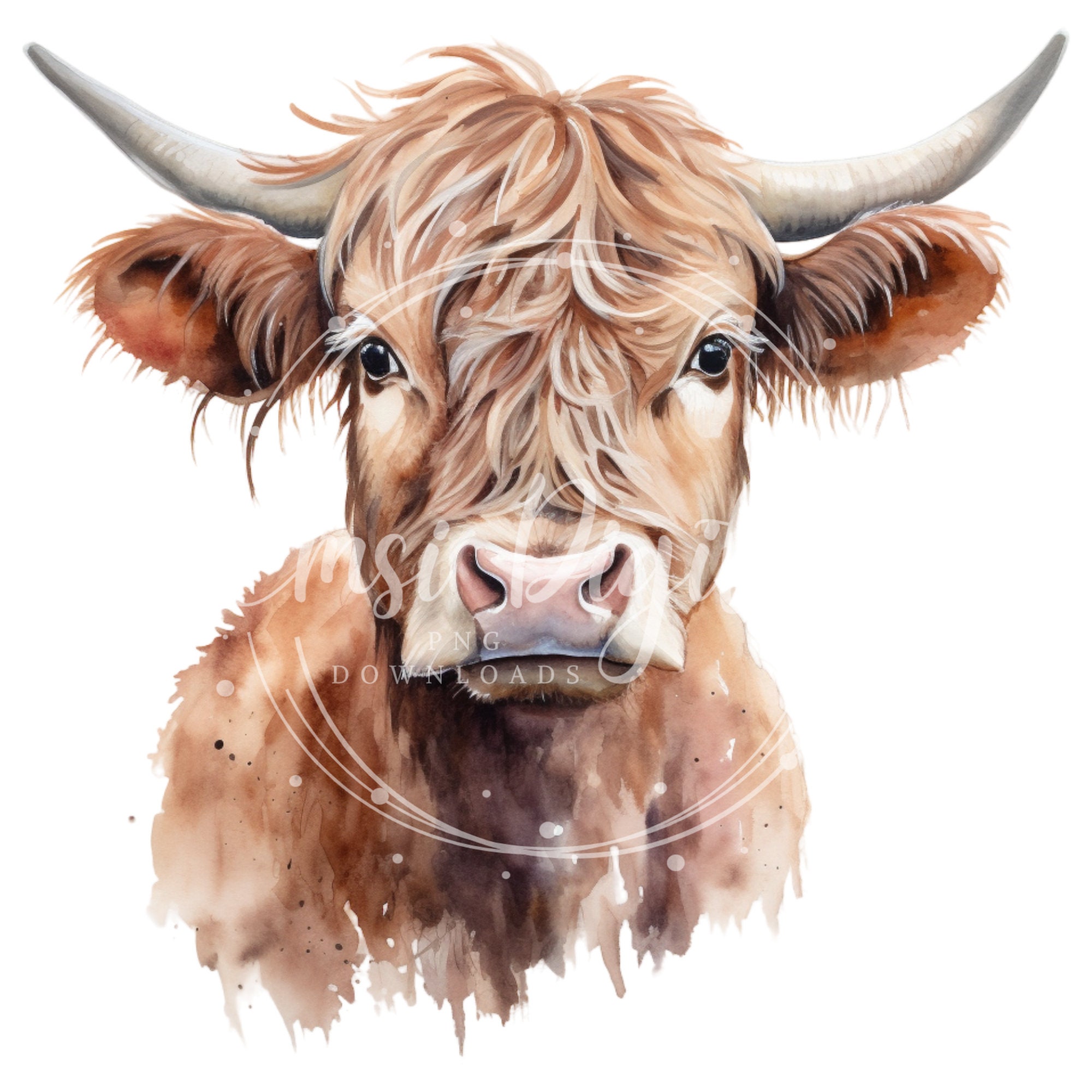 Highland Cattle Clipart High-quality Transparent PNG Watercolor Cow ...