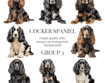 Cocker Spaniel Clipart | High-Quality Transparent PNG | Watercolor Dog Illustration | Pet Designs, Paper Crafting | Instant Digital Download