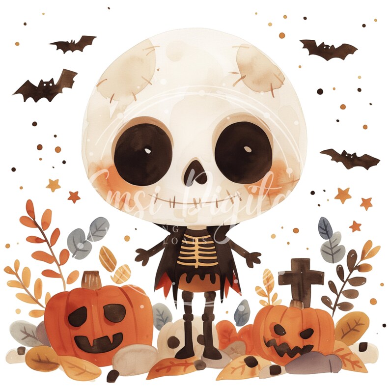 Cute Skeleton Clipart | Transparent PNG | High-quality Illustration ...