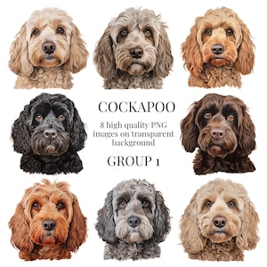 Cockapoo Clipart | High-Quality Transparent PNG | Watercolor Pet Dog Illustration | DIY Printable Paper Crafting | Instant Digital Download