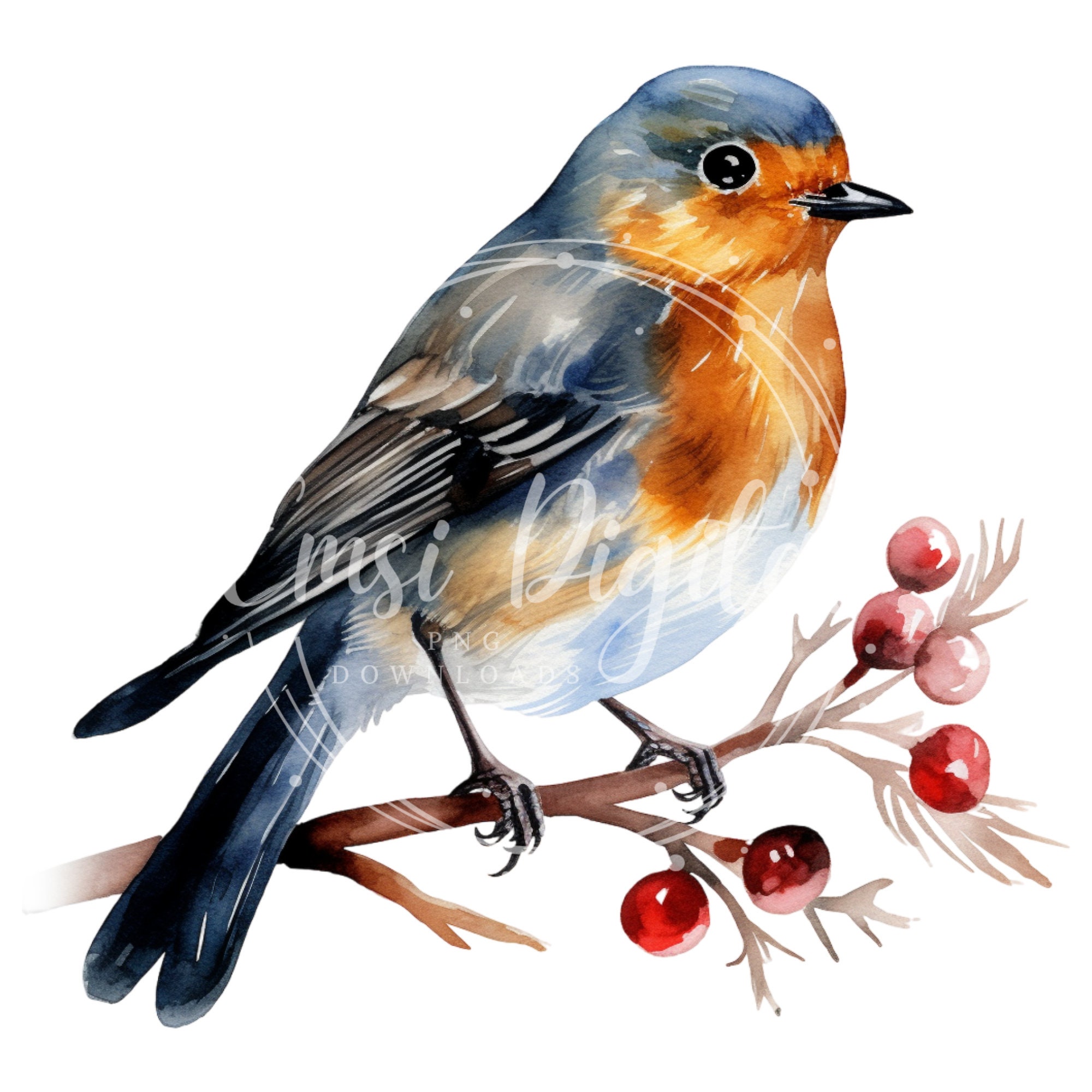 Christmas Robin Clipart | High-quality Transparent PNG | Watercolor ...
