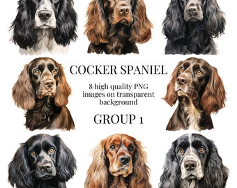 Cocker Spaniel Clipart | High-Quality Transparent PNG | Watercolor Dog Illustration | Pet Designs, Paper Crafting | Instant Digital Download