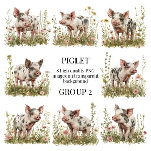 Piglet Clipart | High-Quality Transparent PNG | Watercolor Pig Illustration | Farmyard, Printable Paper Crafts | Instant Digital Download